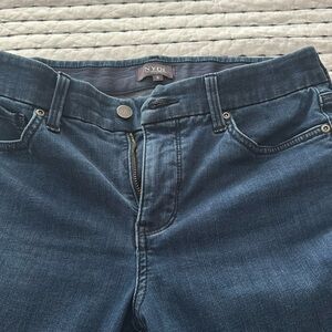 Nydj jeans work once.  Incredibly comfortable.  Fits a 6/8